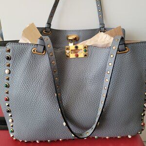 Valentino Leather Rockstud Tote Bag